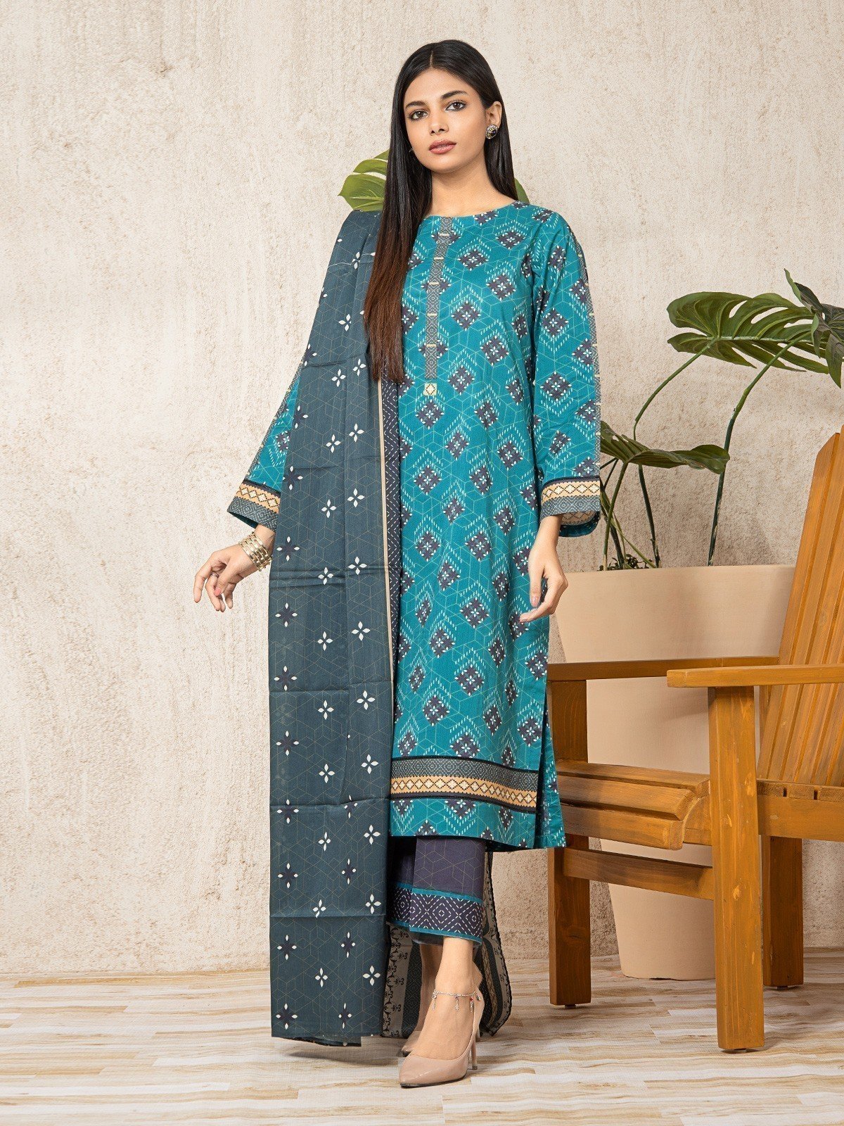 Printed Lawn Suit - EWU23A1-26020