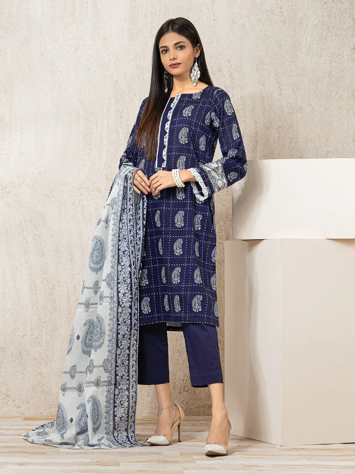Printed Lawn Suit - EWU23A1-26023