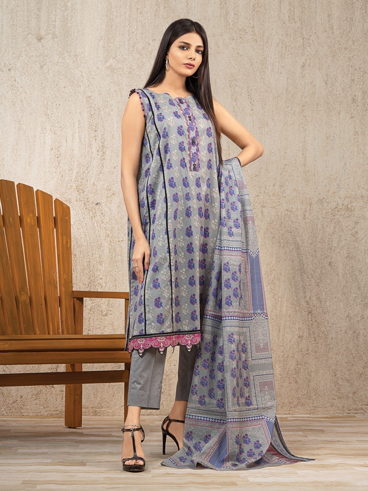 Printed Lawn Suit - EWU23A1-26025