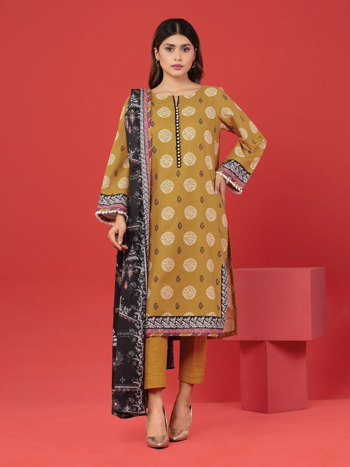 Printed Lawn Suit - EWU23A1-26036