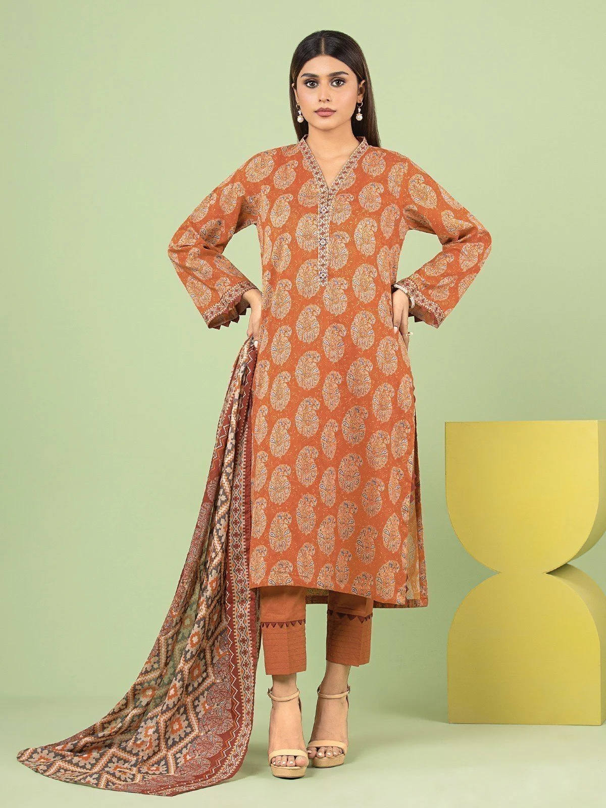 Printed Lawn Suit - EWU23A1-26041