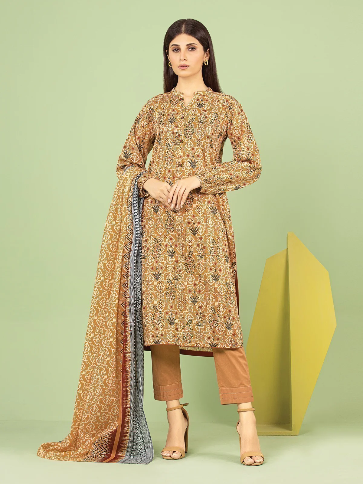 Printed Lawn Suit - EWU23A1-26050