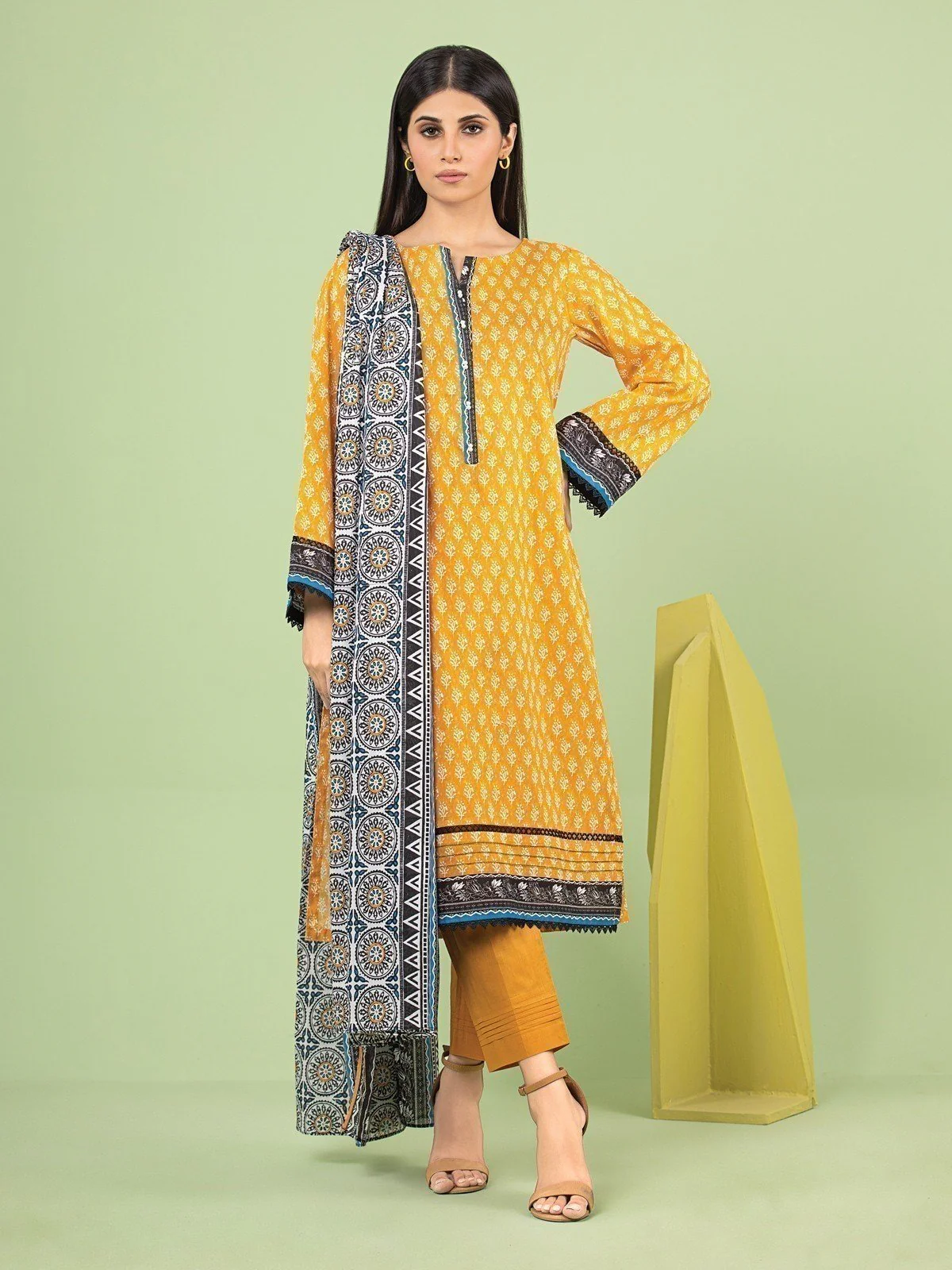 Printed Lawn Suit - EWU23A1-26054