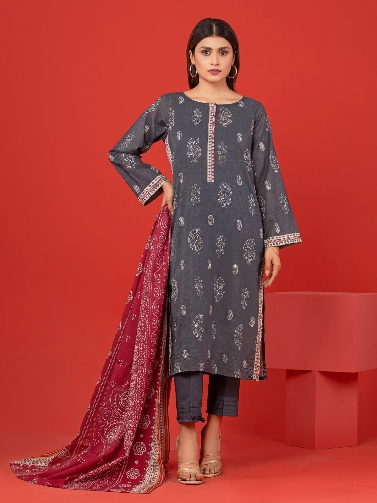 Printed Lawn Suit - EWU23A1-26061