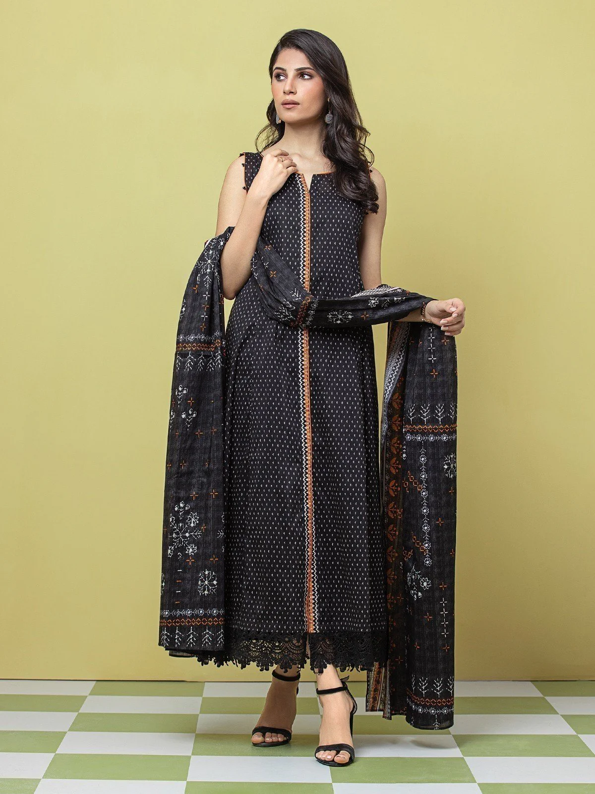 Printed Lawn Suit - EWU23A1-26064