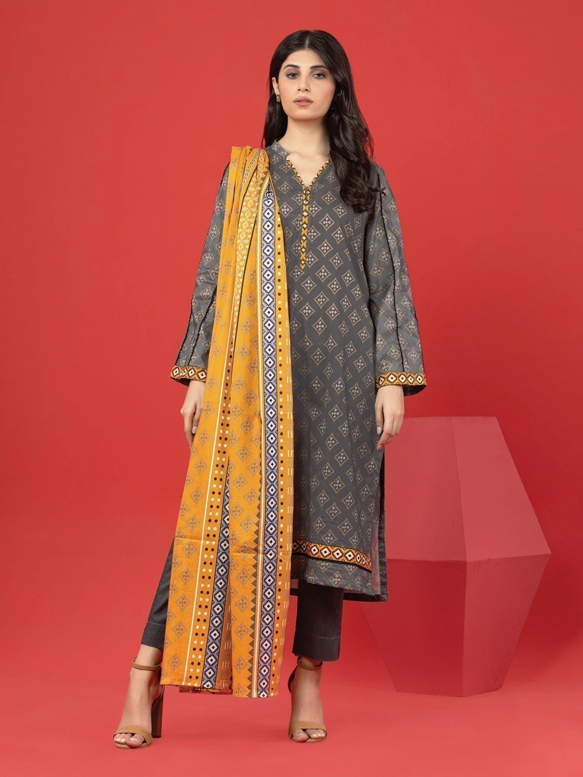 Printed Lawn Suit - EWU23A1-26068