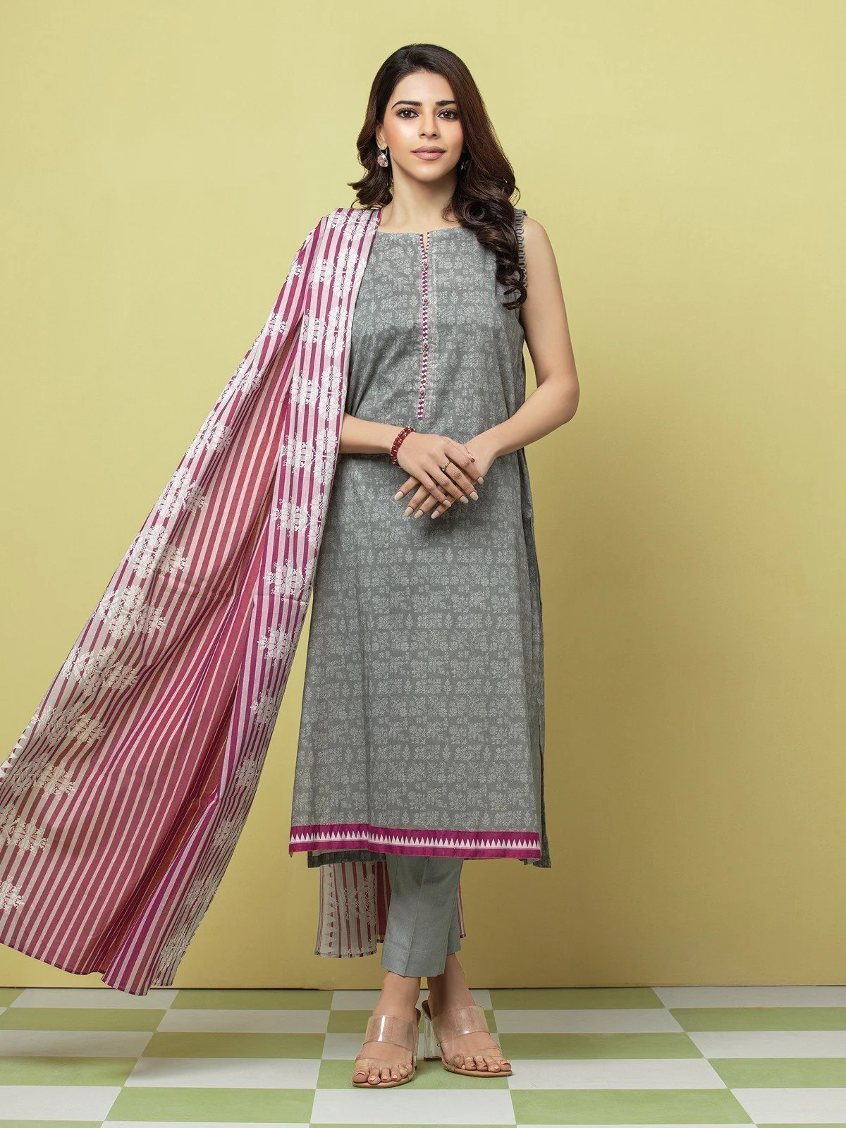 Printed Lawn Suit - EWU23A1-26075