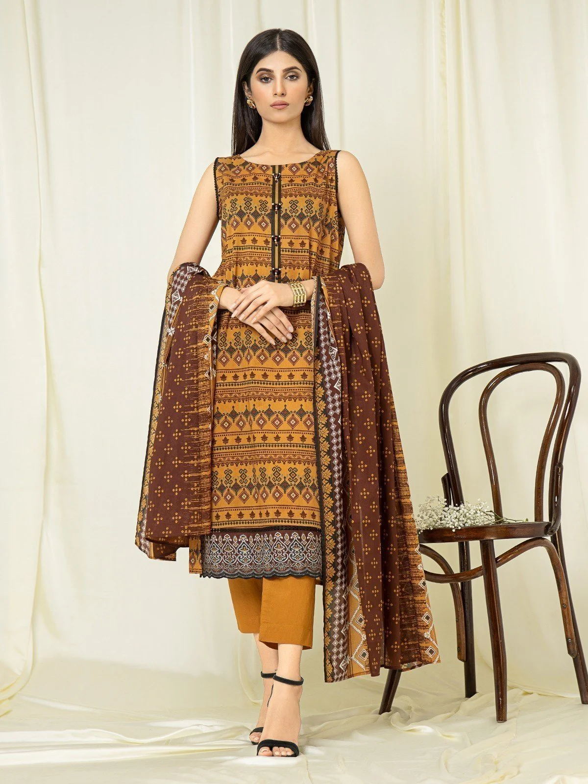 Printed Lawn Suit - EWU23A1-26158