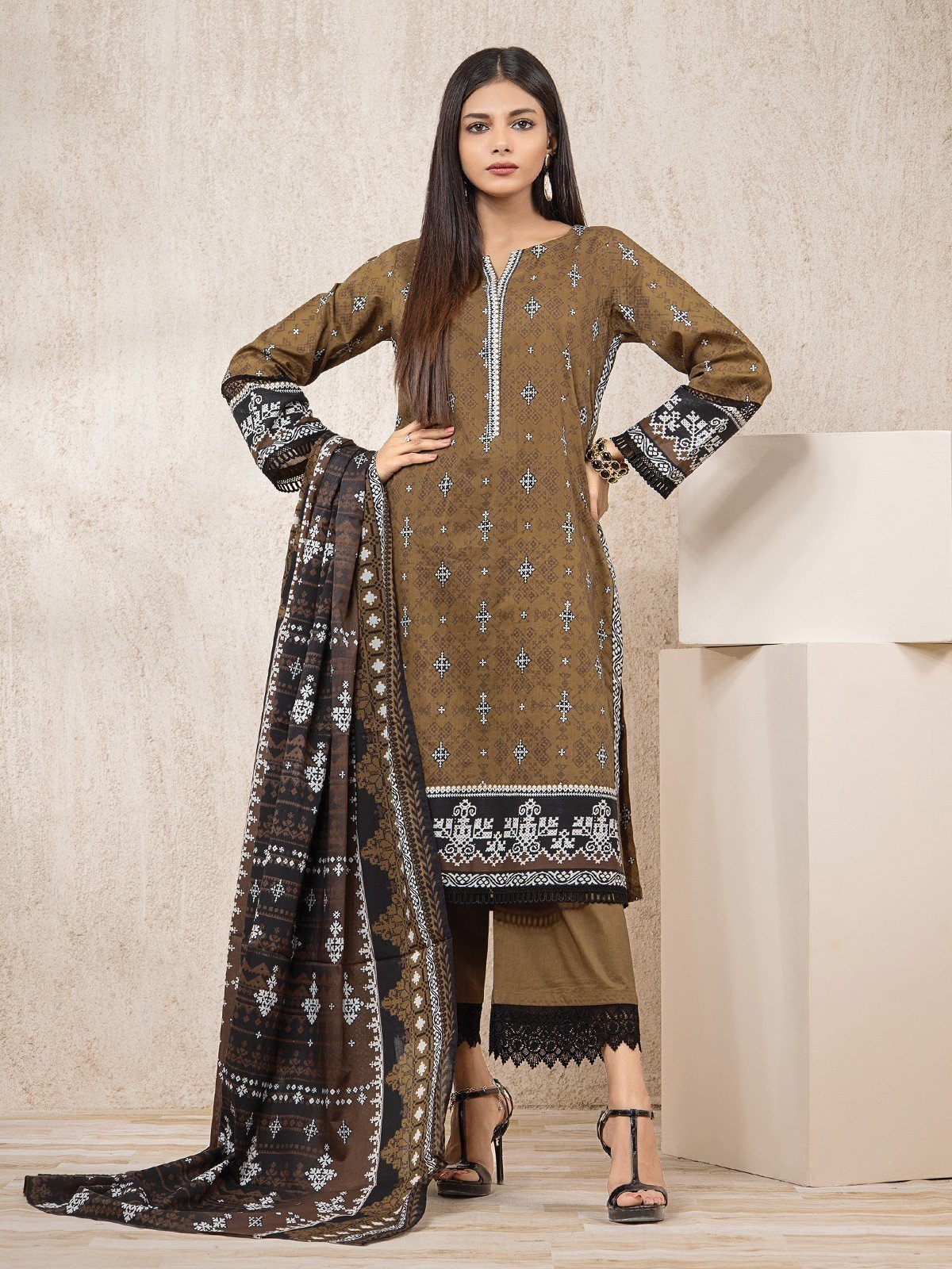 Printed Lawn Suit - EWU23A1-26161