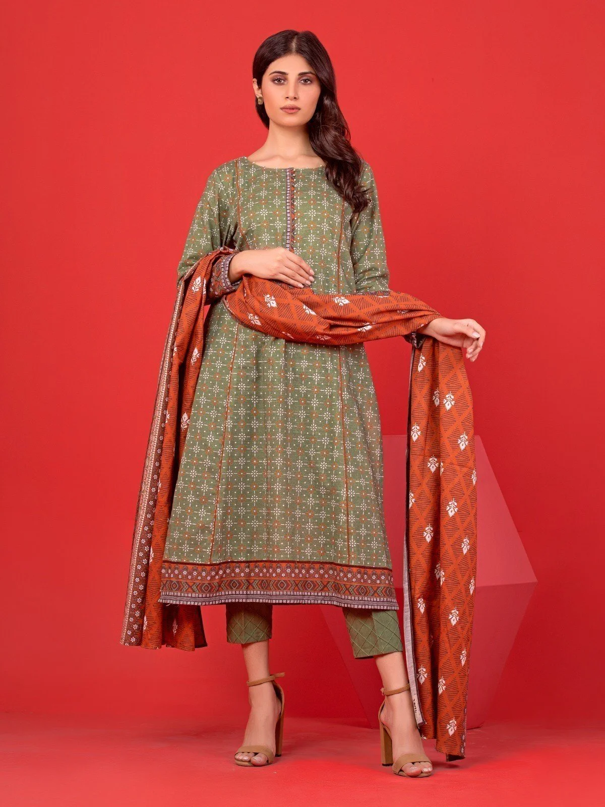 Printed Lawn Suit - EWU23A1-26174