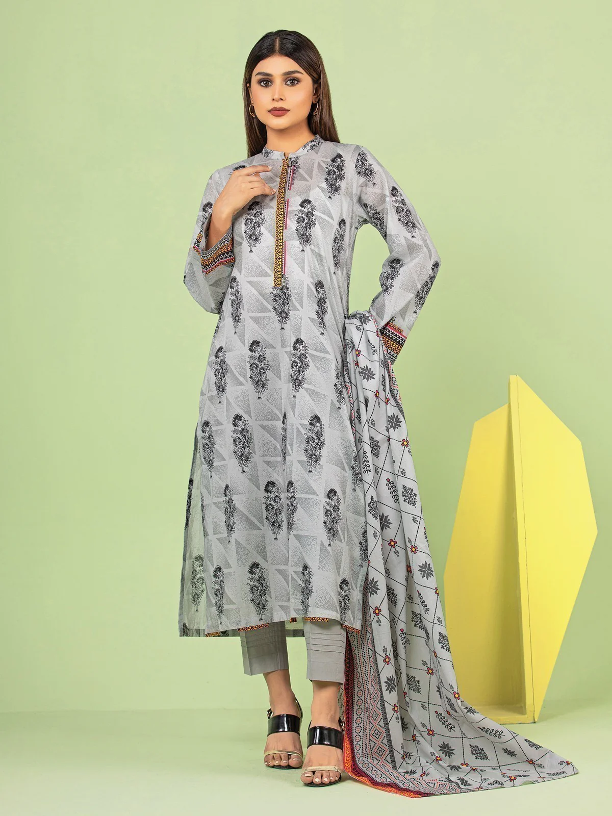 Printed Lawn Suit - EWU23A1-26182