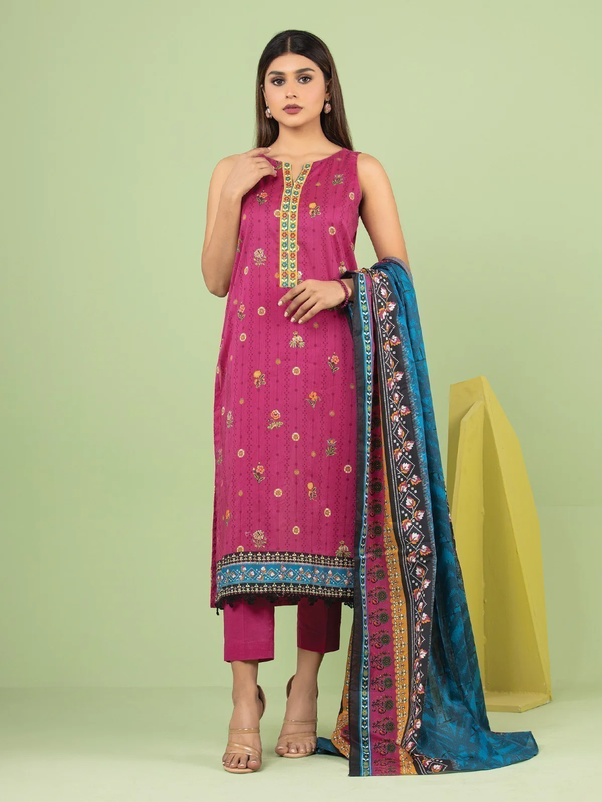Printed Lawn Suit - EWU23A1-26189