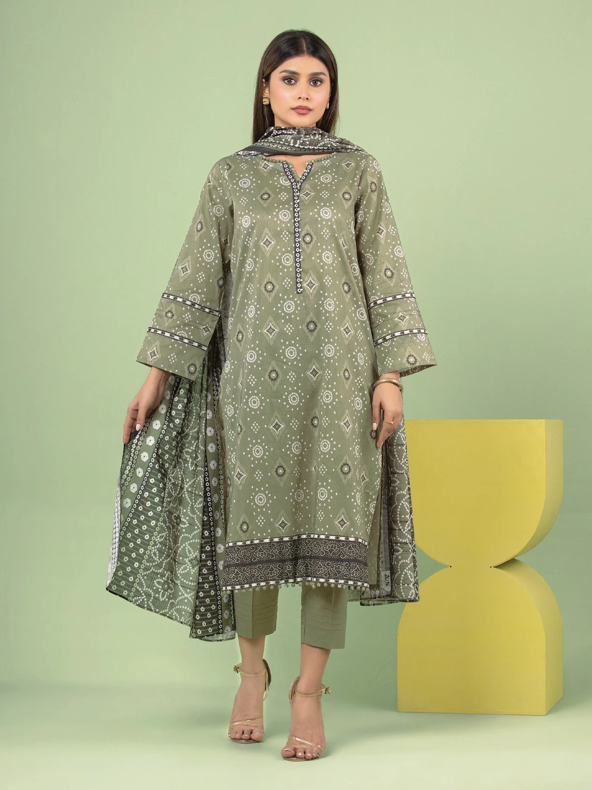 Printed Lawn Suit - EWU23A1-26196