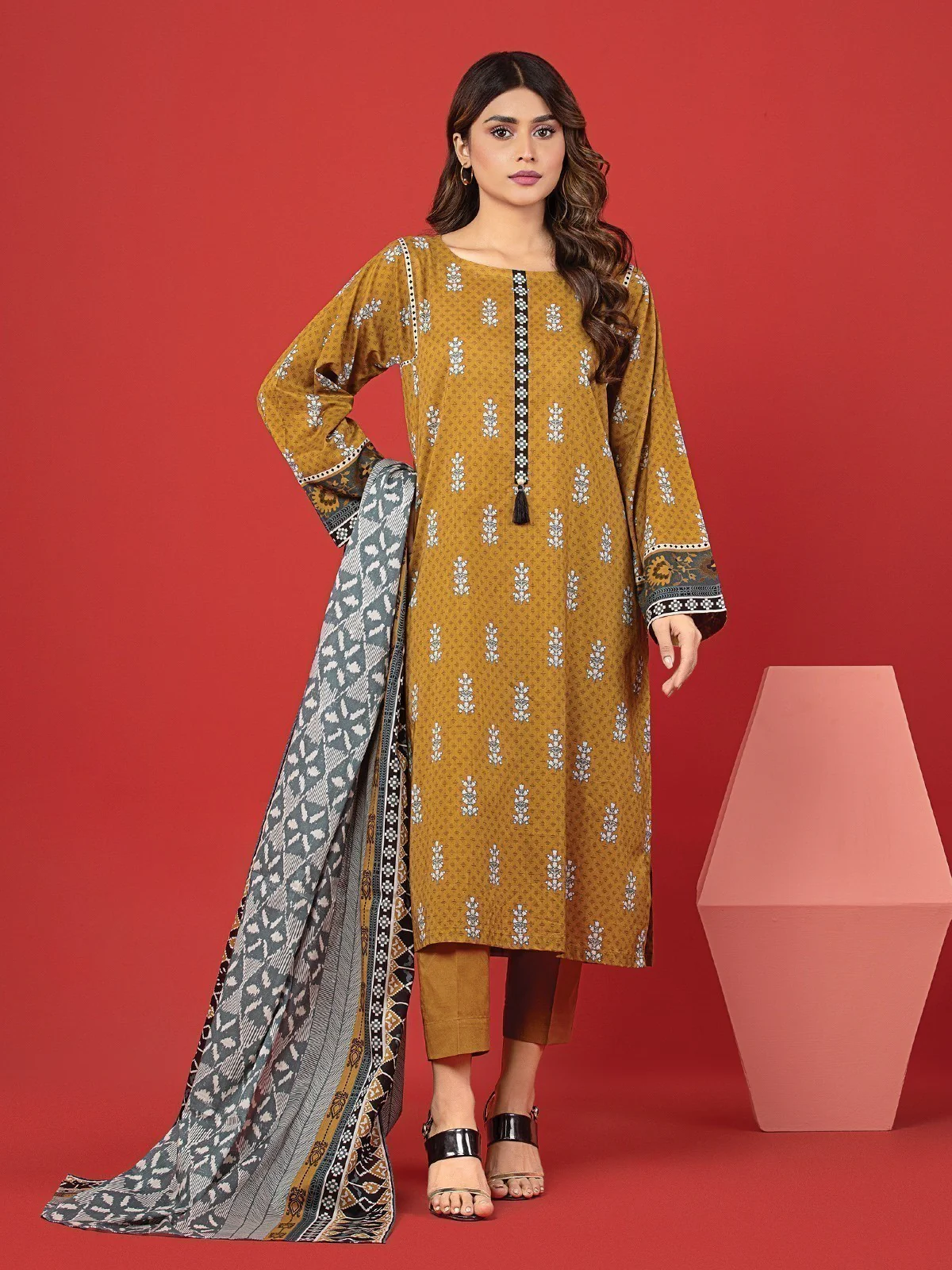 Printed Lawn Suit - EWU23A1-26208