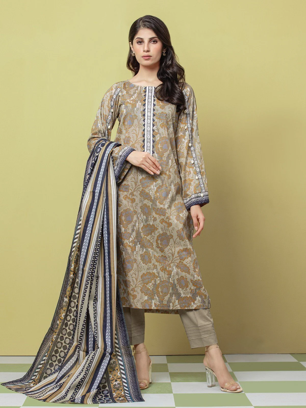 Printed Lawn Suit - EWU23A1-26219