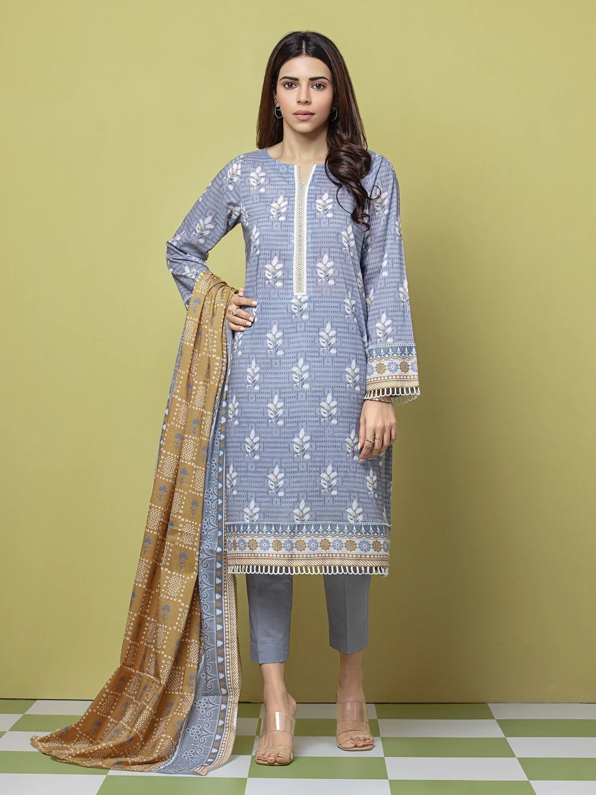 Printed Lawn Suit - EWU23A1-26221