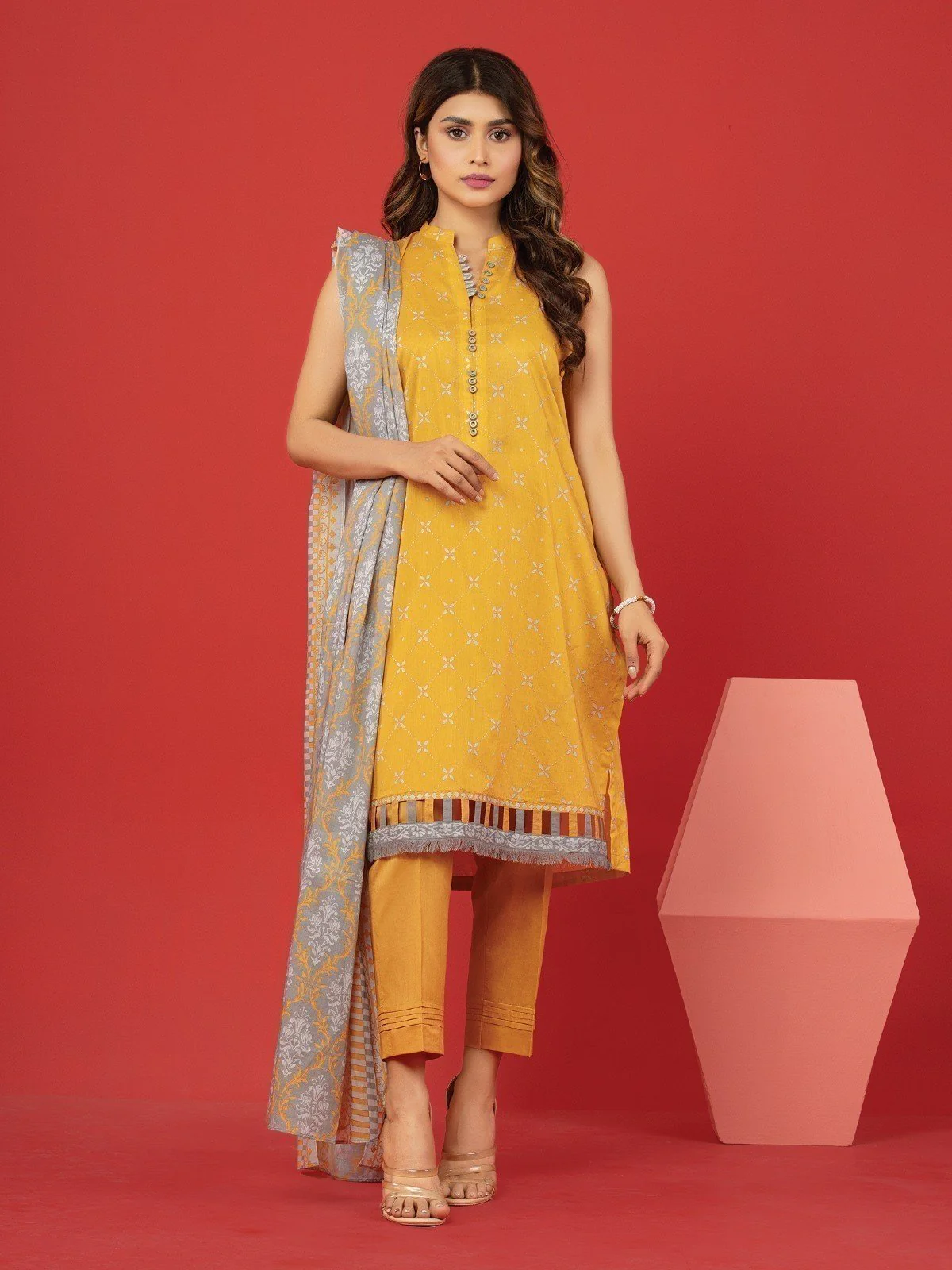Printed Lawn Suit - EWU23A1-26237