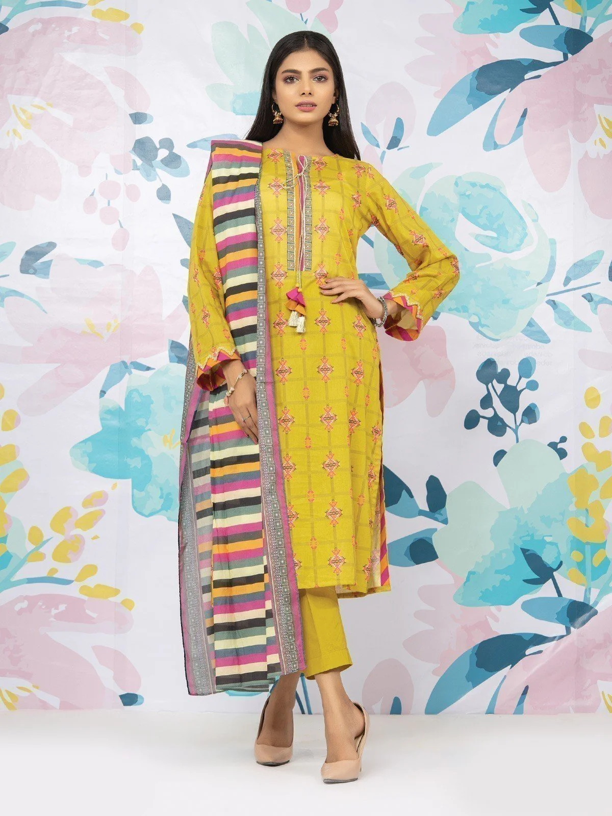 Printed Lawn Suit - EWU23A1-26326