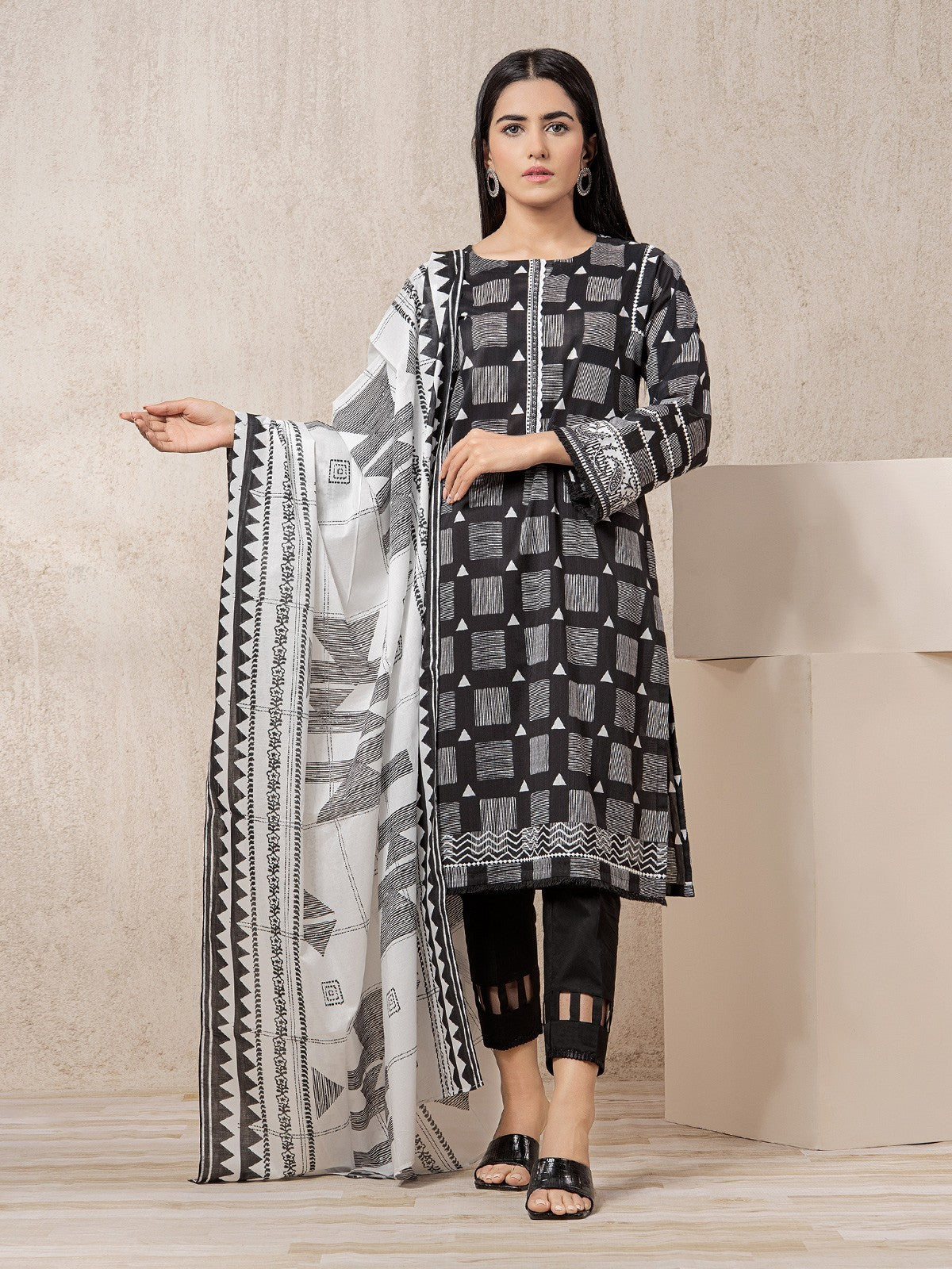 Printed Lawn Shirt Dupatta - EWU23A1-26351SD