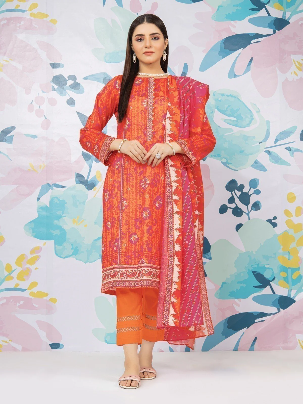 Printed Lawn Suit - EWU23A1-26359