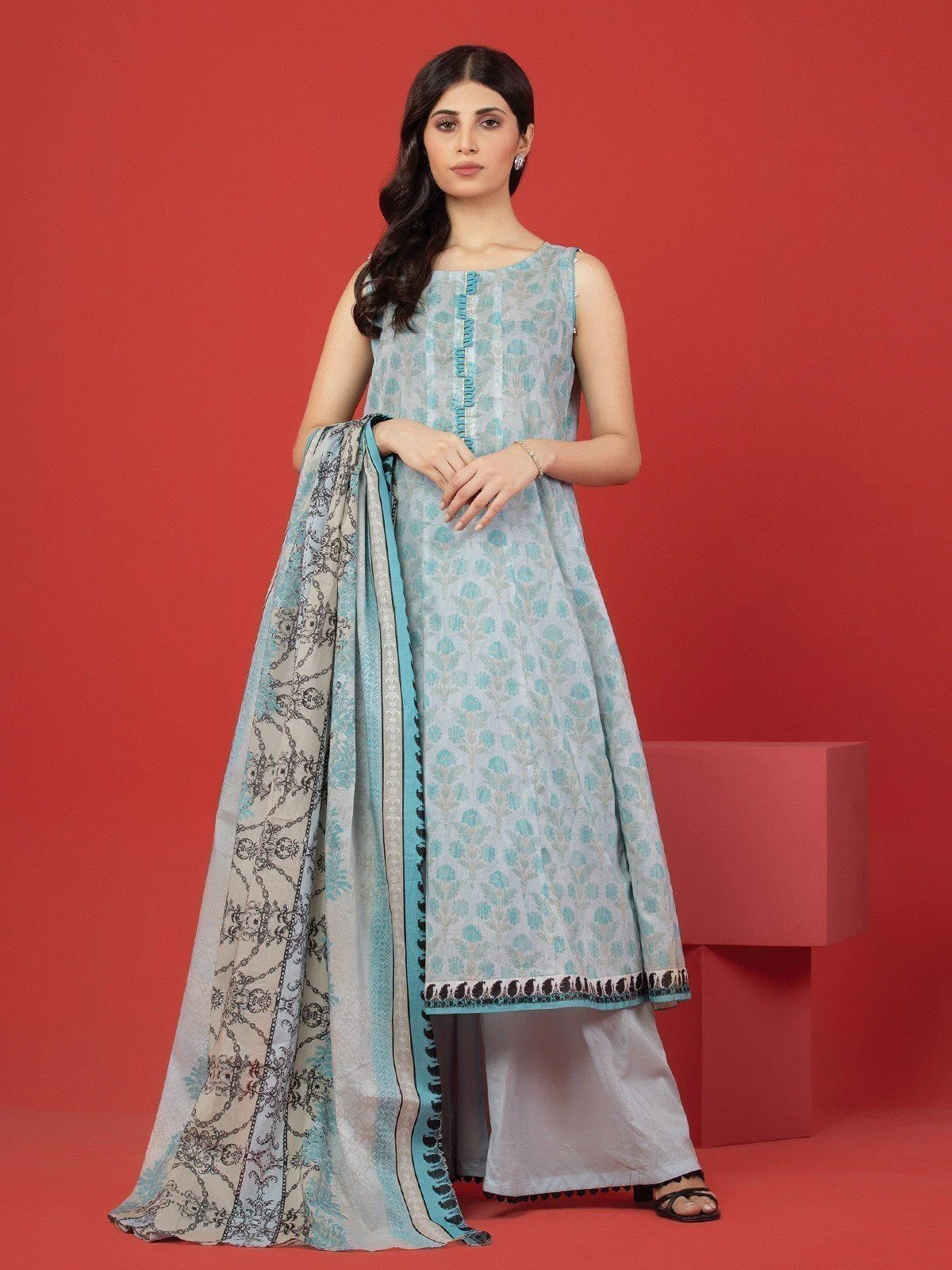 Printed Lawn Suit - EWU23A1-26380