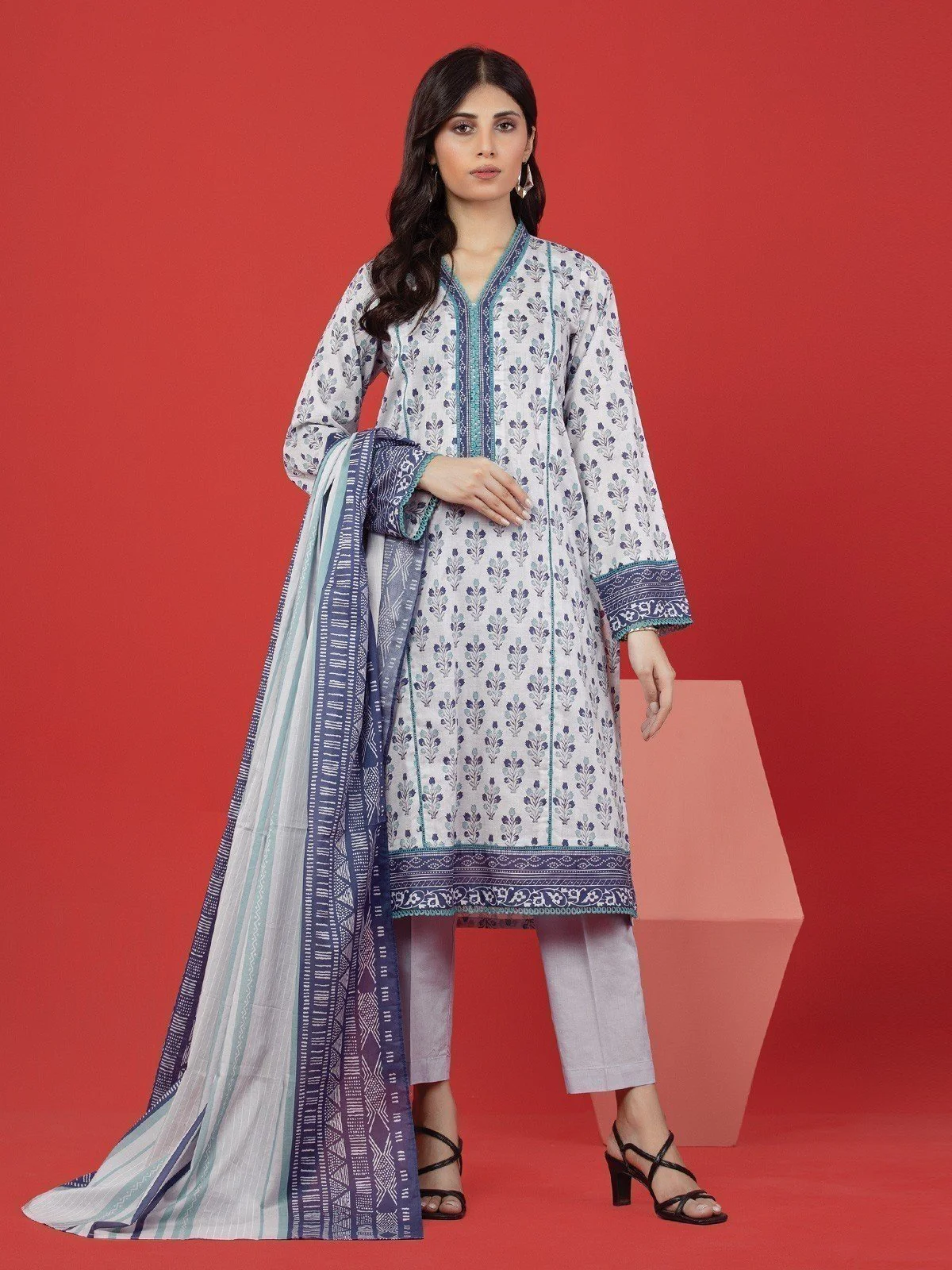 Printed Lawn Suit - EWU23A1-26382