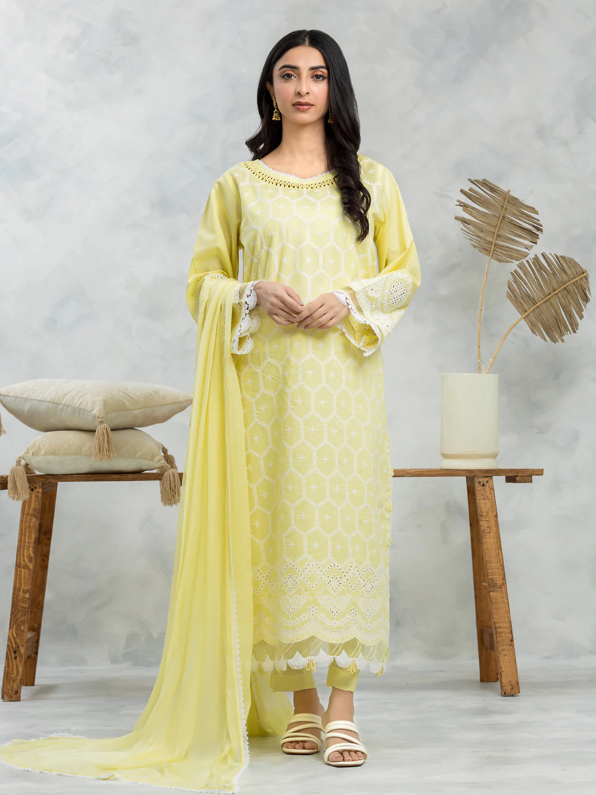 Embroidered Cambric Suit - EWU24V2-28621-3P