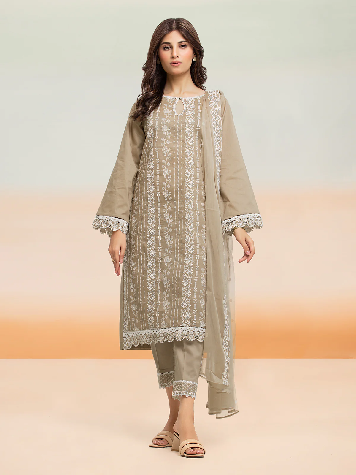 Embroidered Cambric Suit - EWU24V2-28642-3P