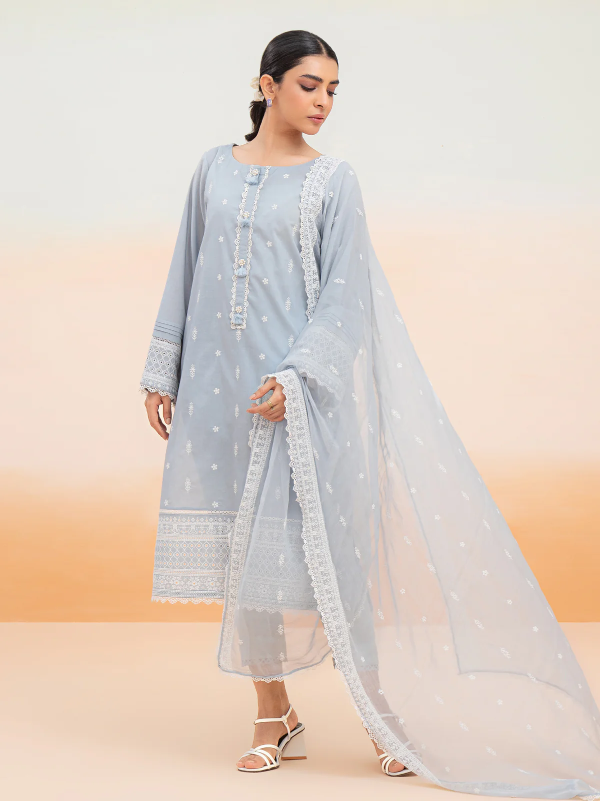 Embroidered Cambric Suit - EWU24V2-28643-3P - Image 3