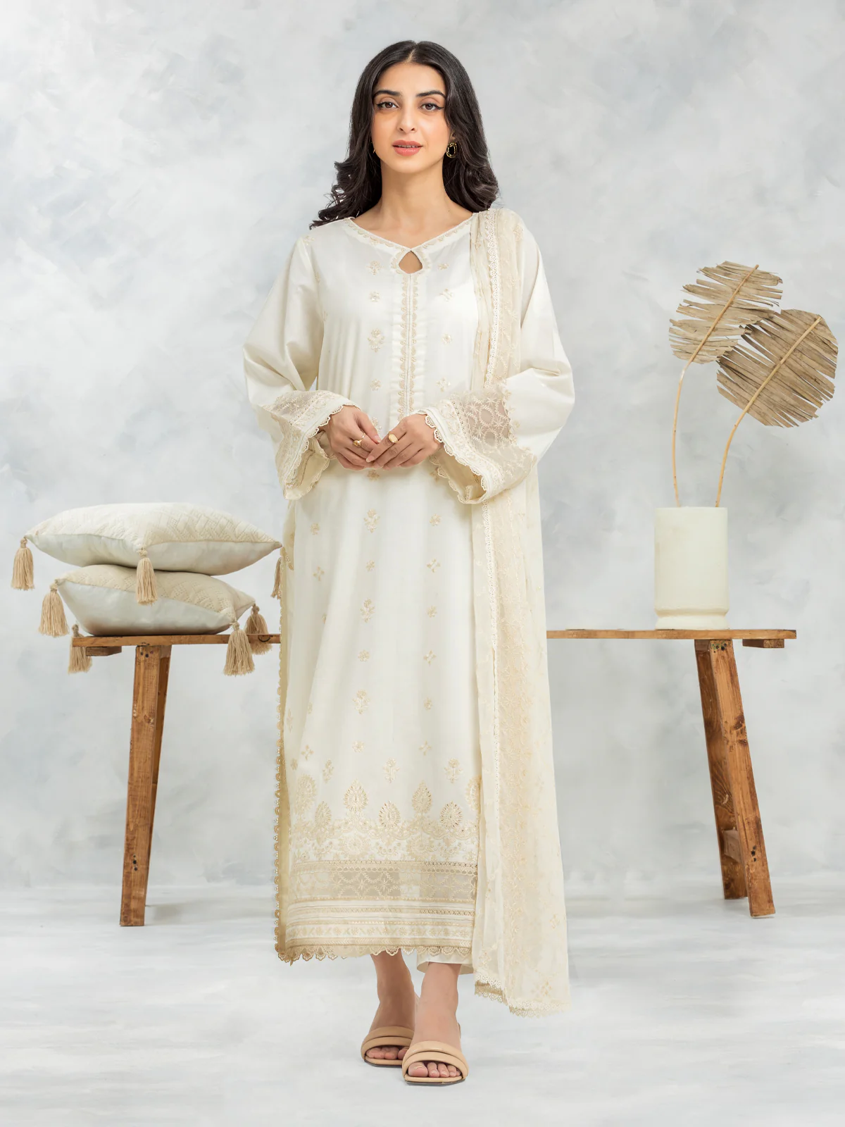 Embroidered Cambric Suit - EWU24V2-30106-3P