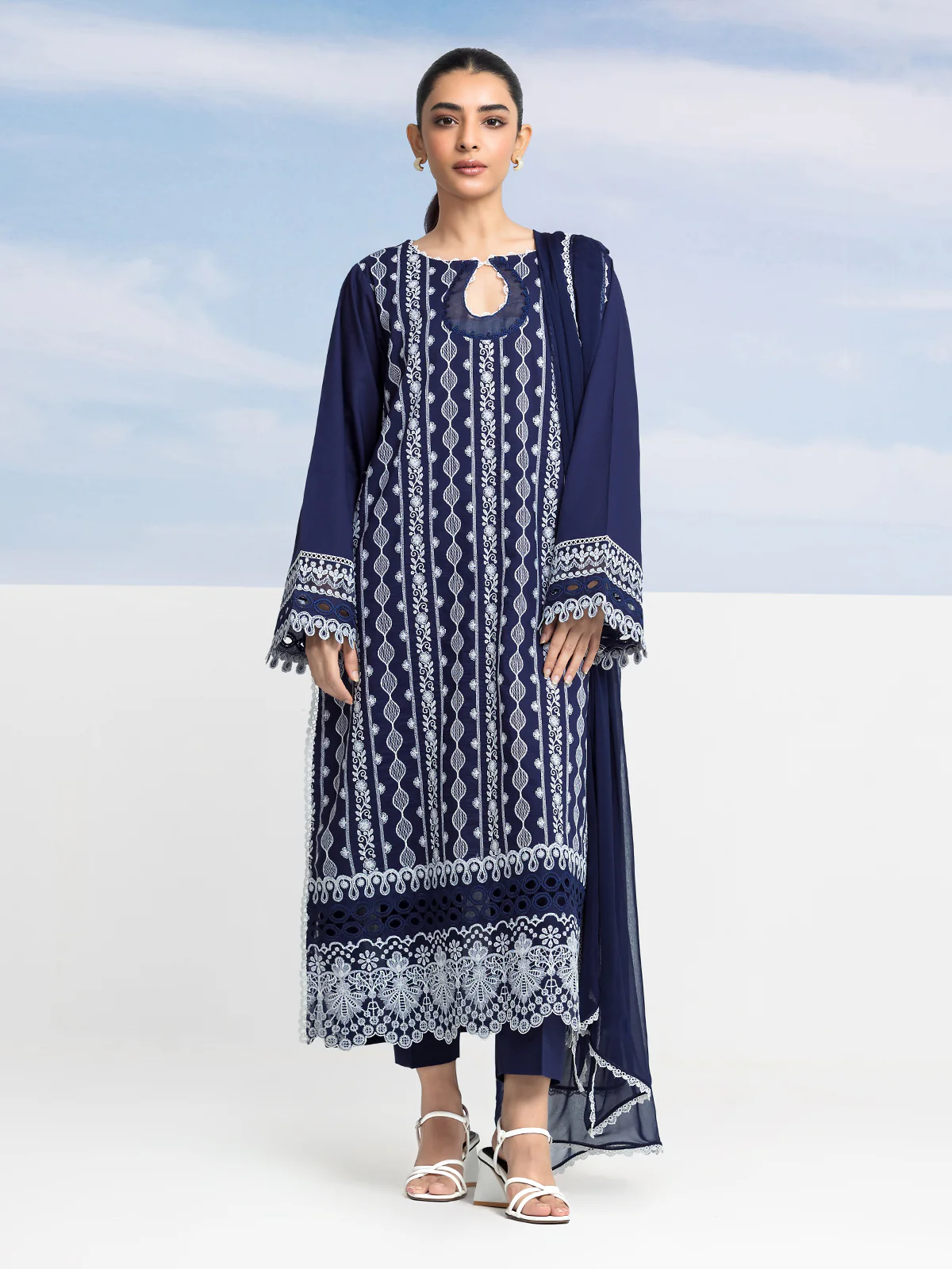 Embroidered Cambric Suit - EWU24V2-30136-3P
