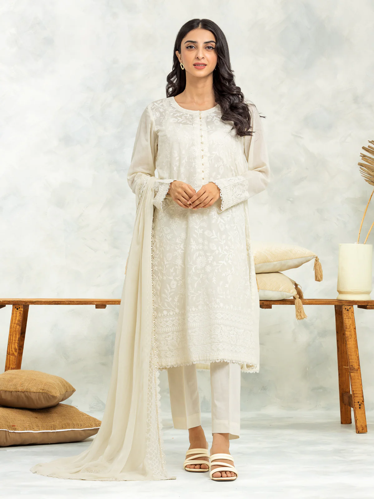 Embroidered Cambric Suit - EWU24V2-30148-3P