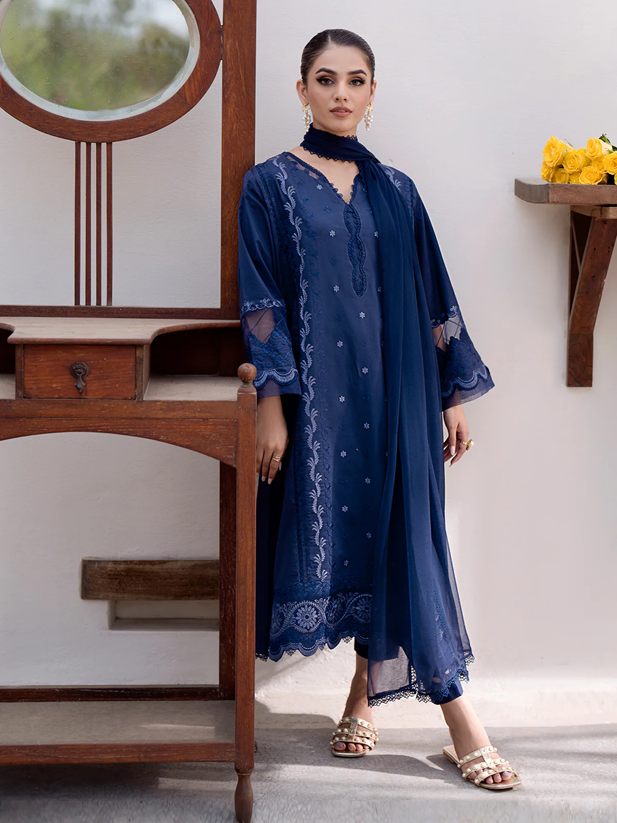 Embroidered Cambric Suit - EWU24V2-30154-3P