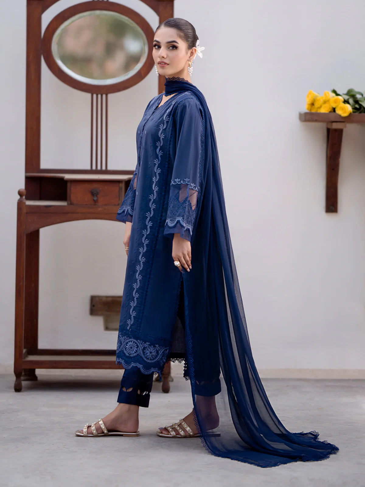 Embroidered Cambric Suit - EWU24V2-30154-3P - Image 6
