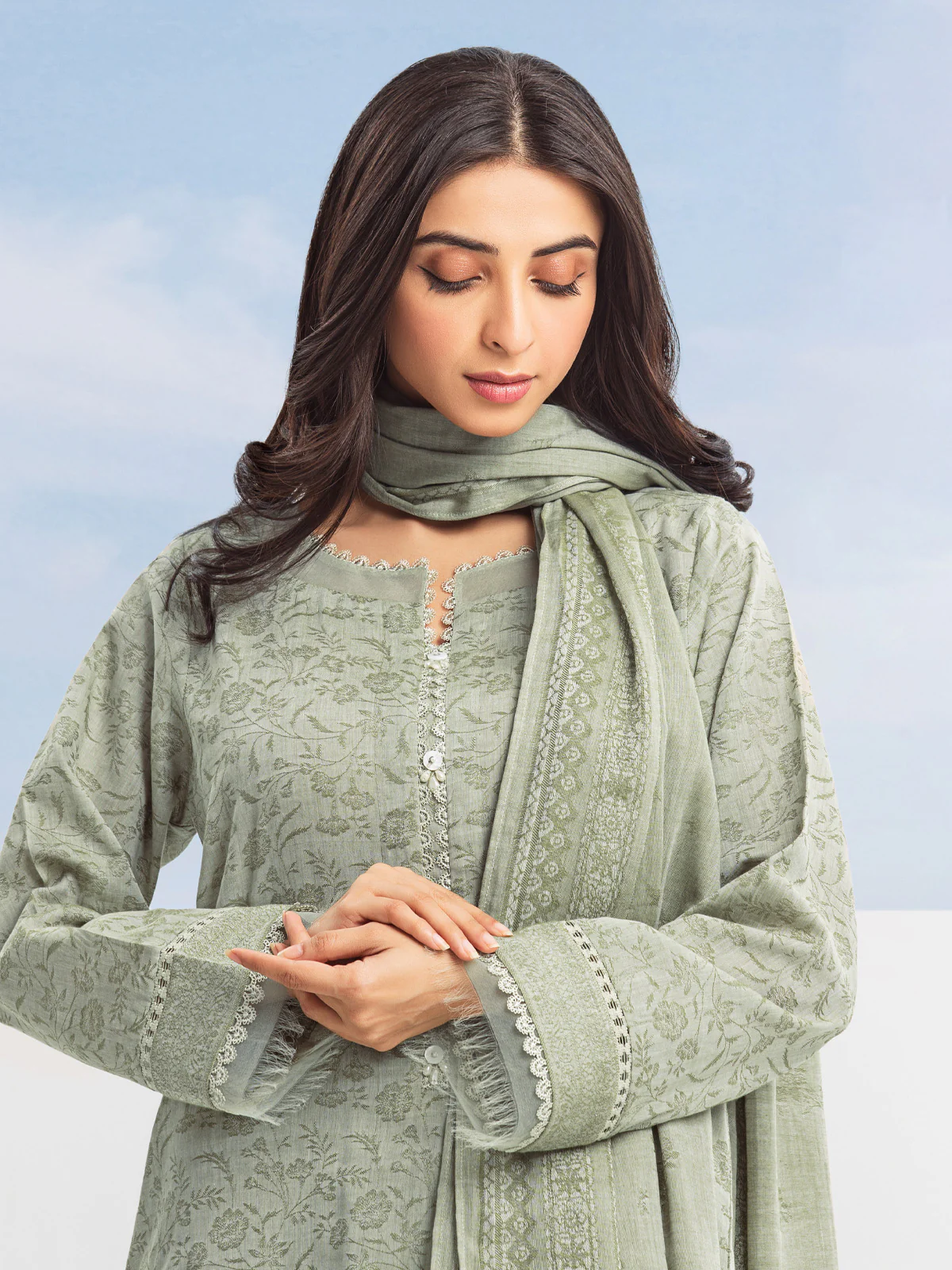 Embroidered Jacquard Suit - EWU24V3-28785-3P - Image 4