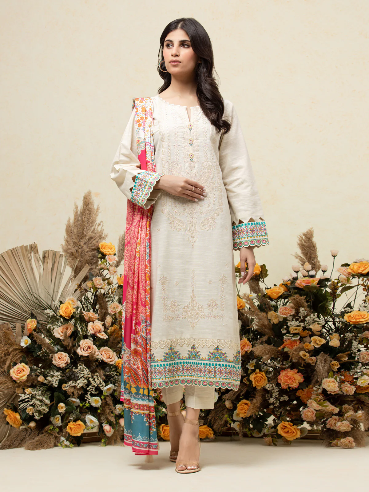 Embroidered Chanderi Suit - EWU24V6-26663-3P