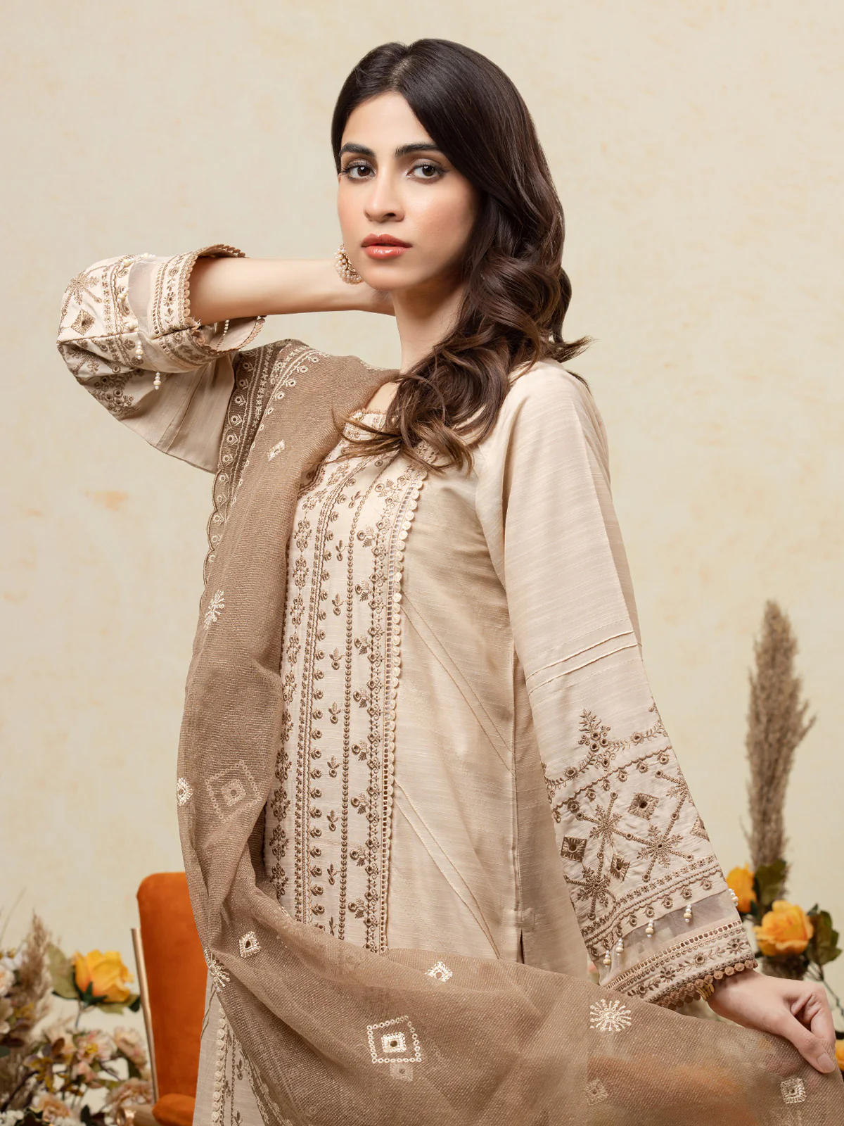 Embroidered Chanderi Suit - EWU24V6-26673-3P - Image 2