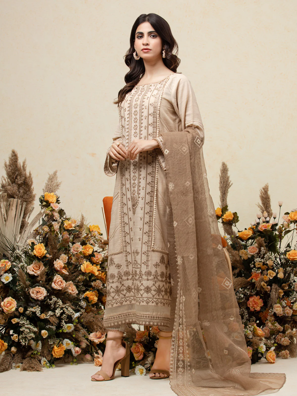 Embroidered Chanderi Suit - EWU24V6-26673-3P - Image 3