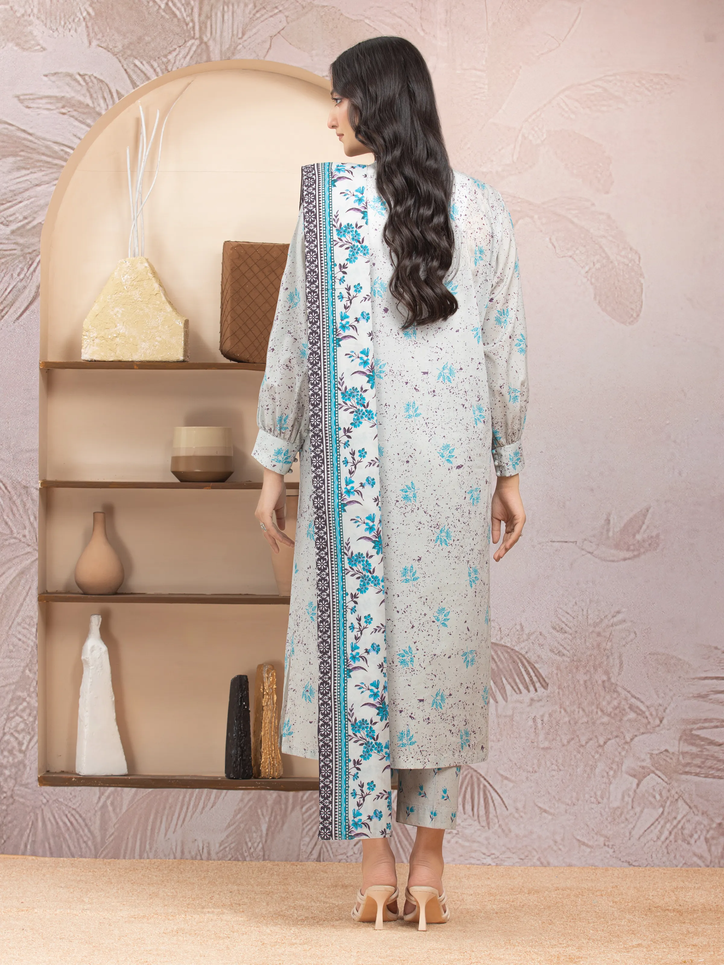 Unstitched Printed Lawn Shirt Trouser - EWU5A1-35017ST - Image 4