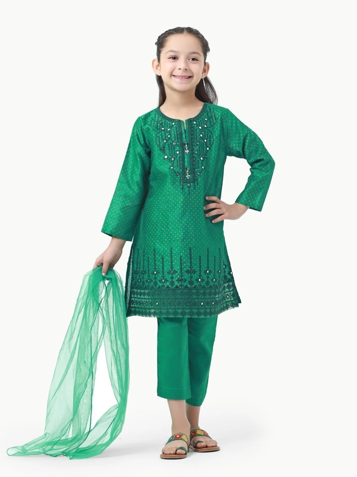 Embroidered Raw Silk Suit - EGTP22-22201