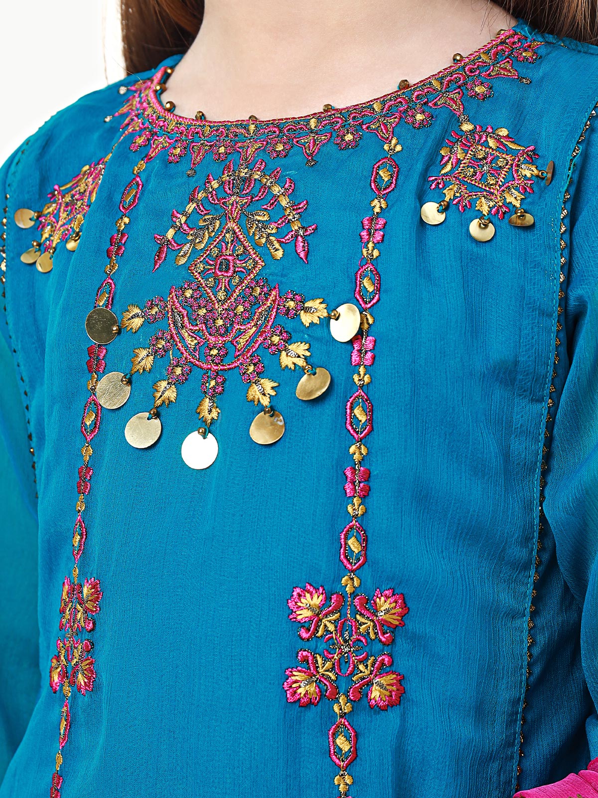 Embroidered Chiffon Suit - EGTP22-22199 - Image 4