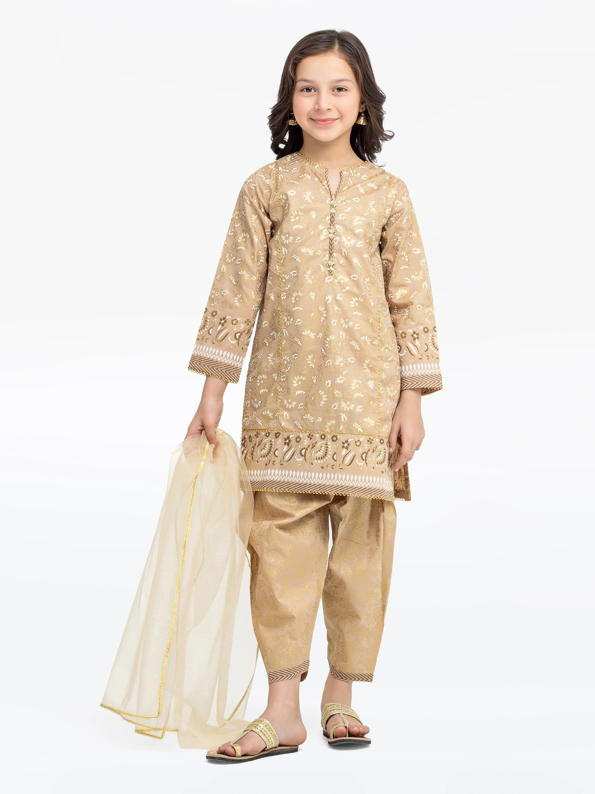 Block Print Cambric Suit - EGTKP5-70795-3P