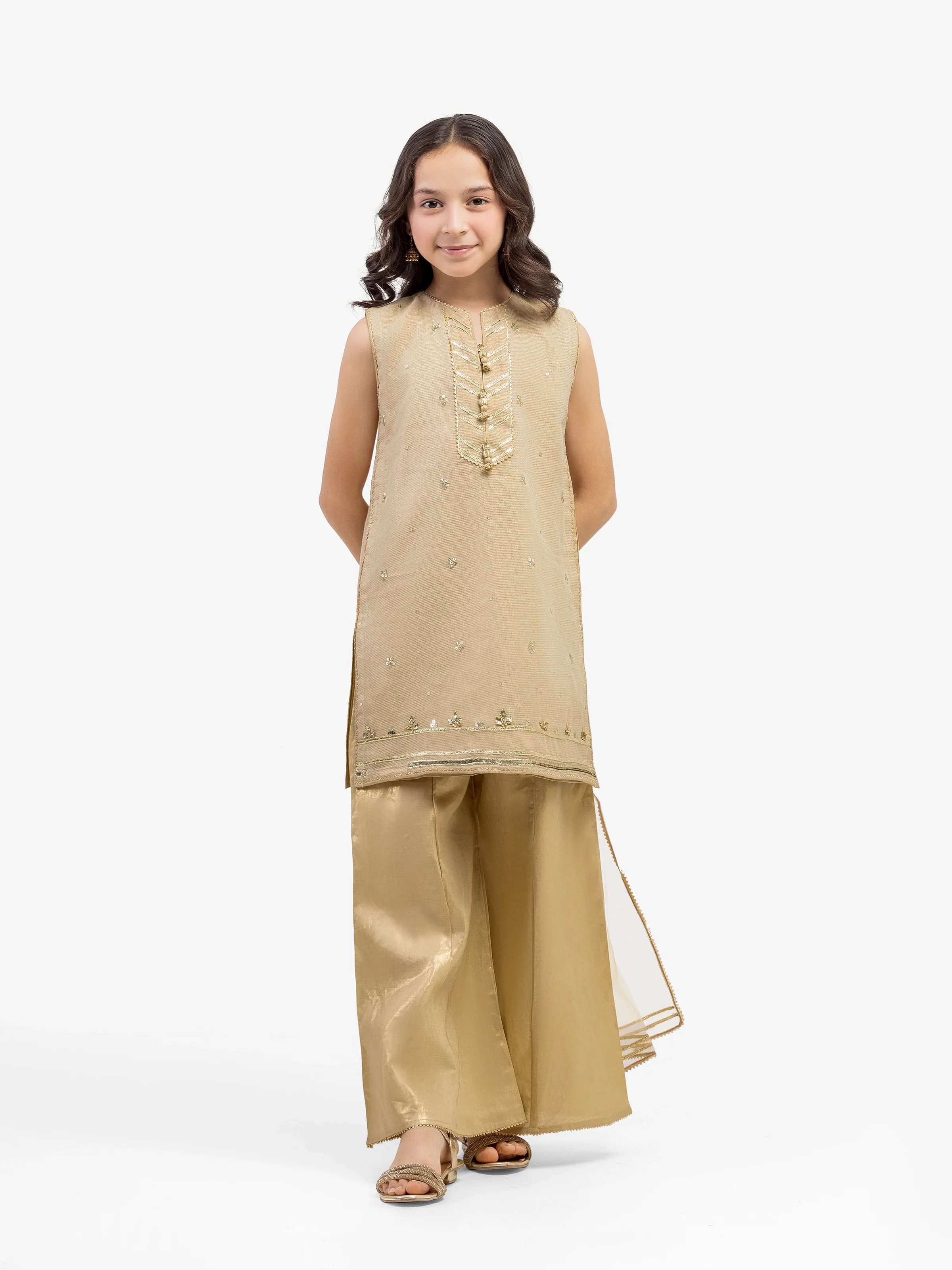 Embroidered Net Suit - EGTPLED5-50070-3P