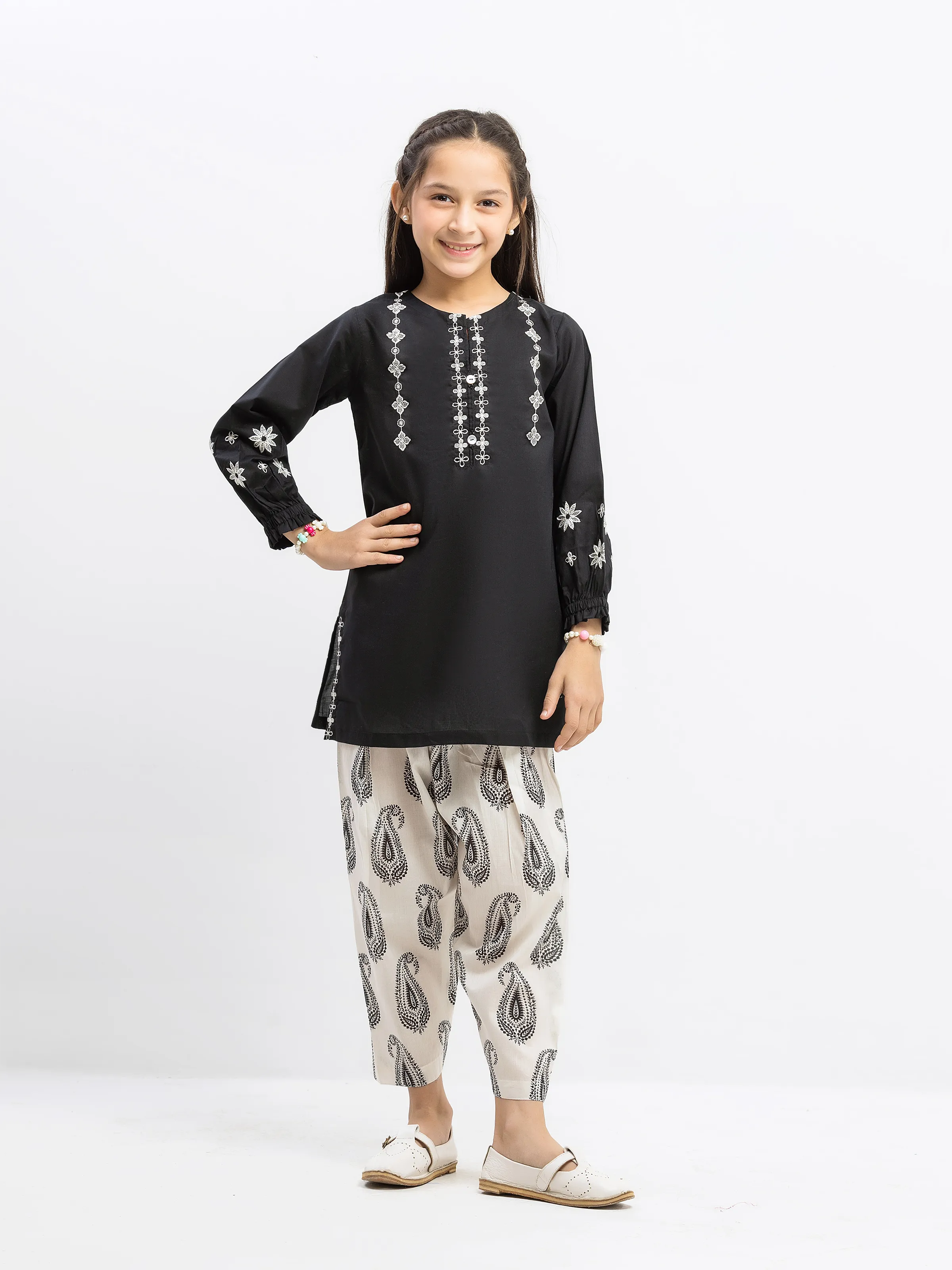 Embroidered Cambric Shirt Trouser - EGTKED5-73041ST