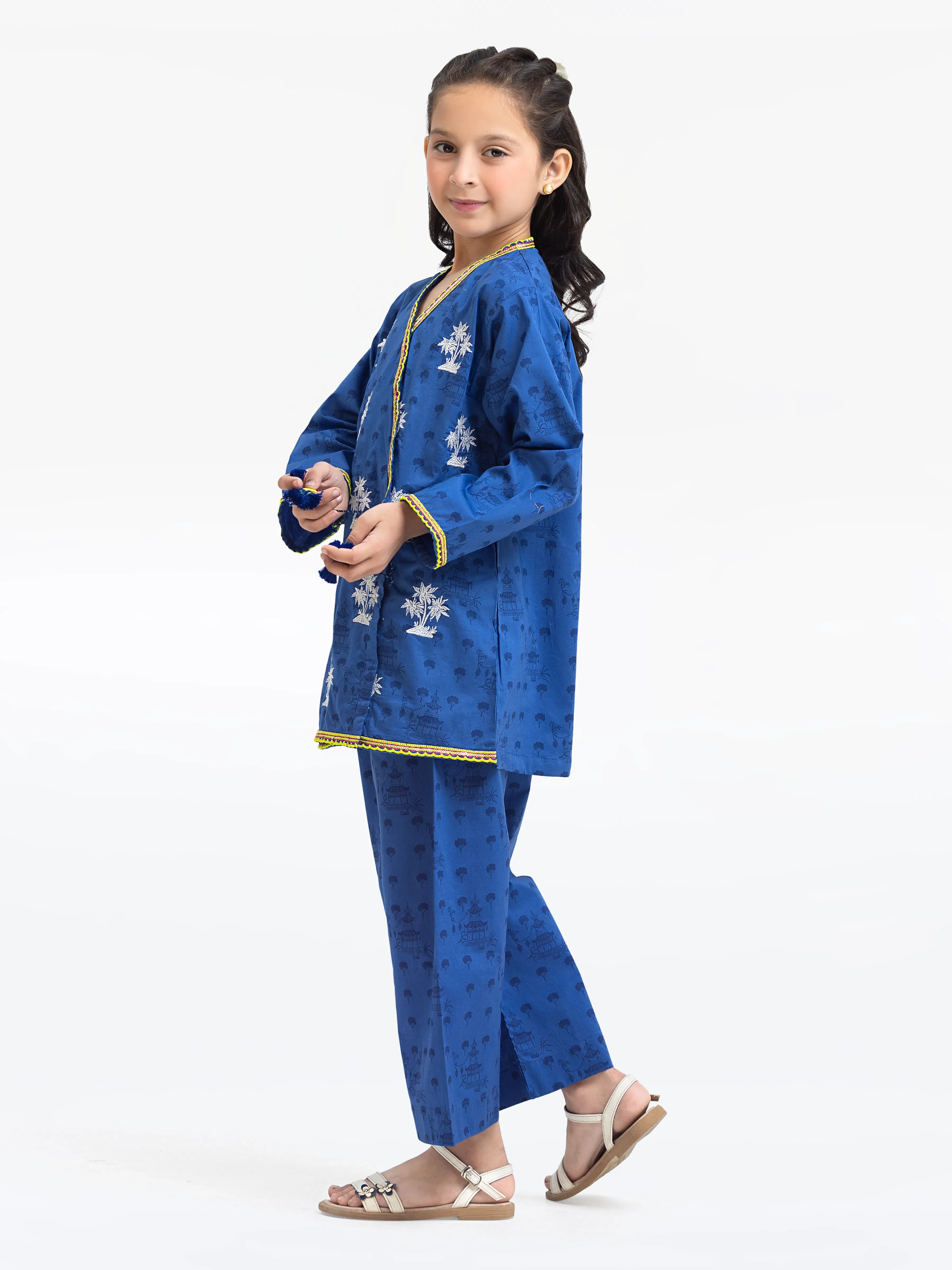 Embroidered Cambric Co-Ord Set - EGTKE24-70754ST - Image 3
