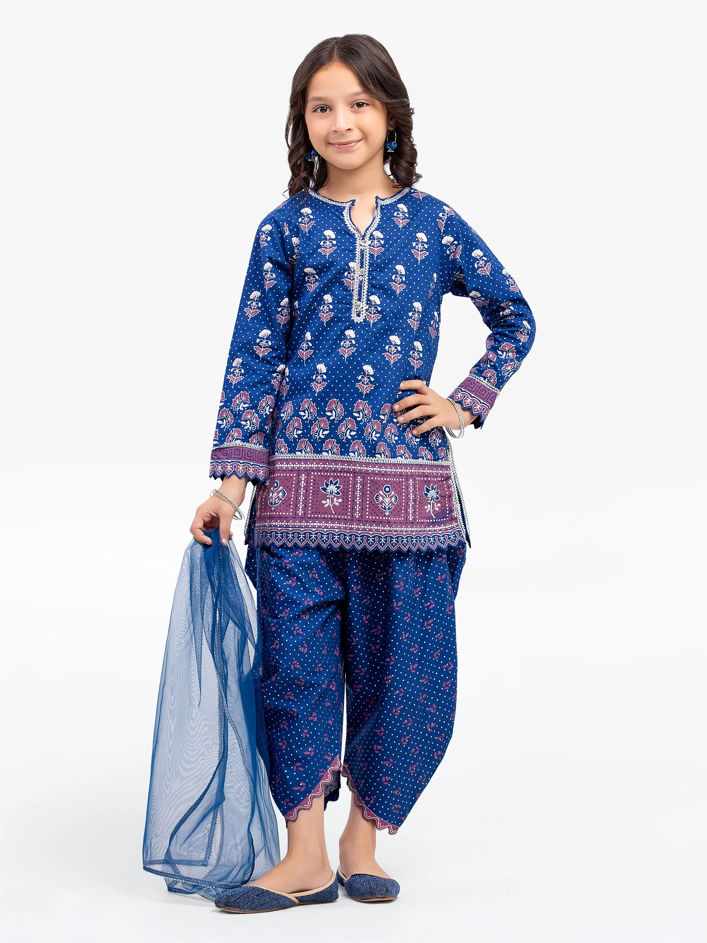 Block Print Cambric Suit - EGTKP5-70794-3P