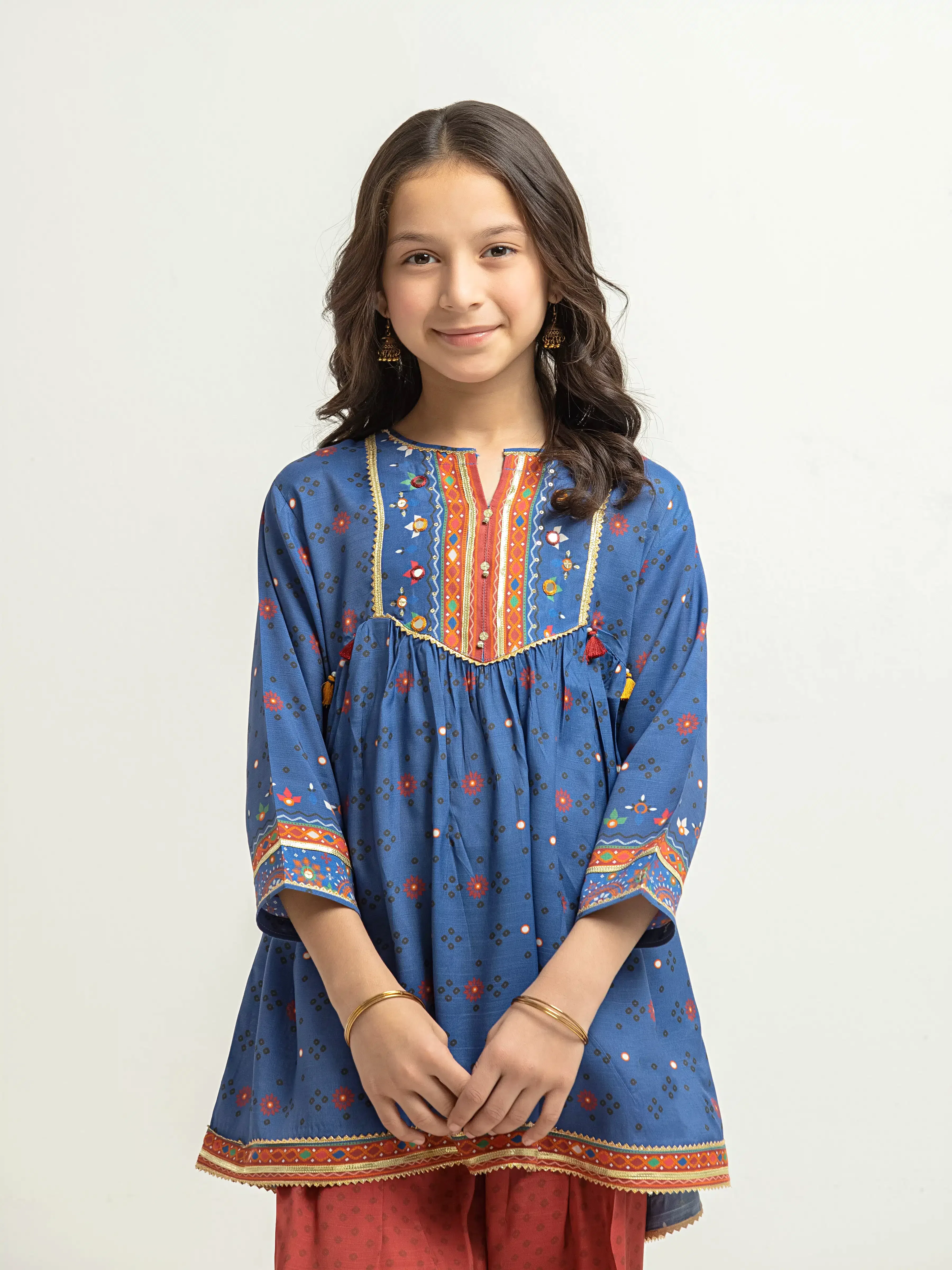 Printed Raw Silk Co-Ord Set - EGTKP6-74002ST - Image 2