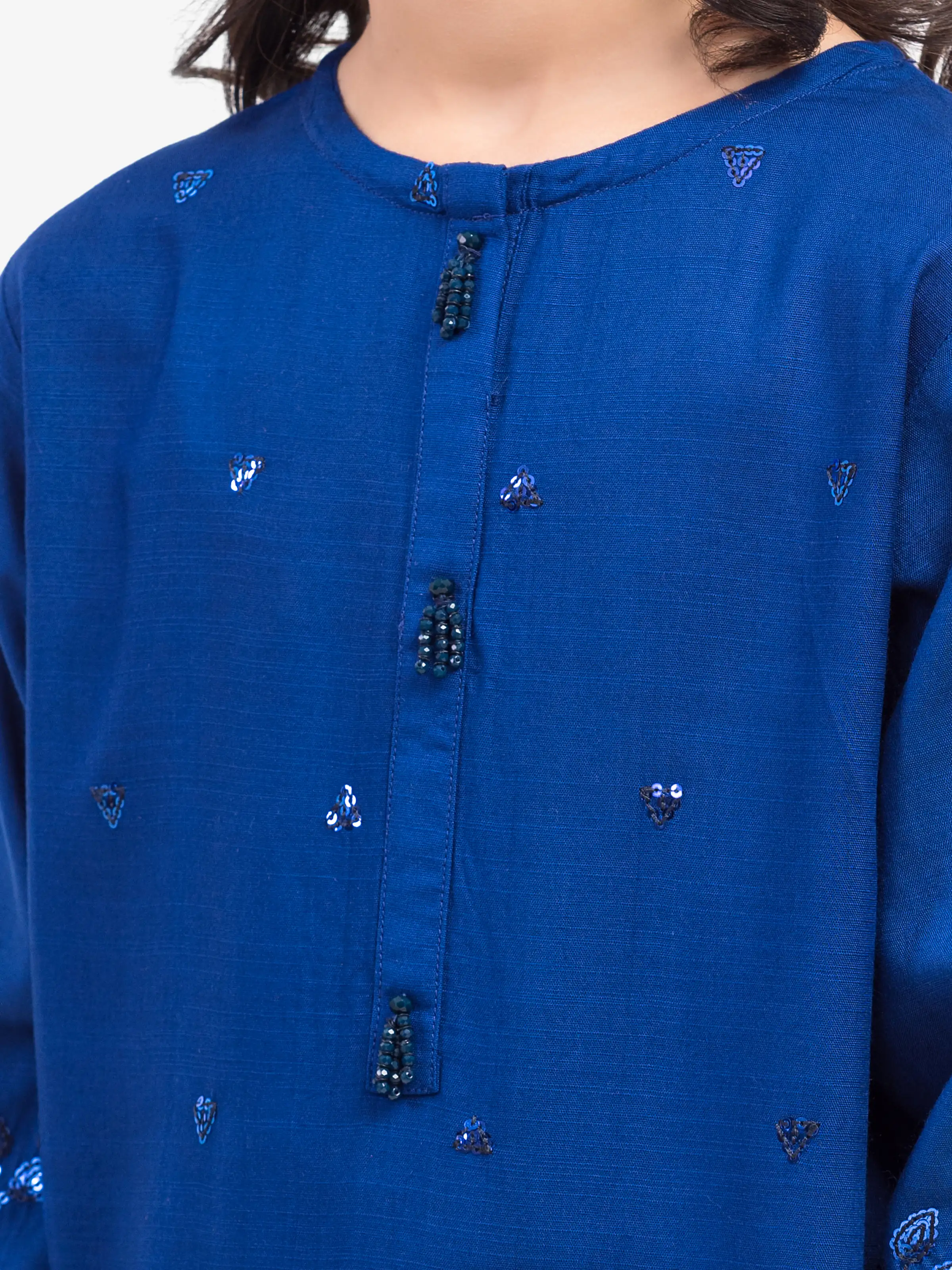 Embroidered Raw Silk Co-Ord Set - EGTPLE24-50018ST - Image 3