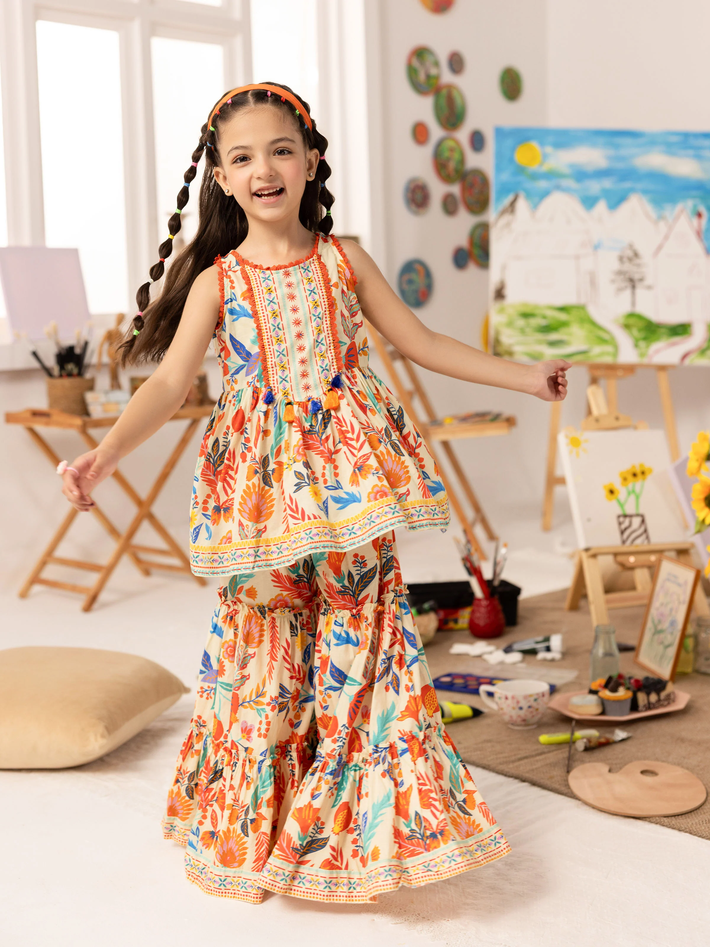 Printed Lawn Gharara Suit - EGTKP5-70989ST