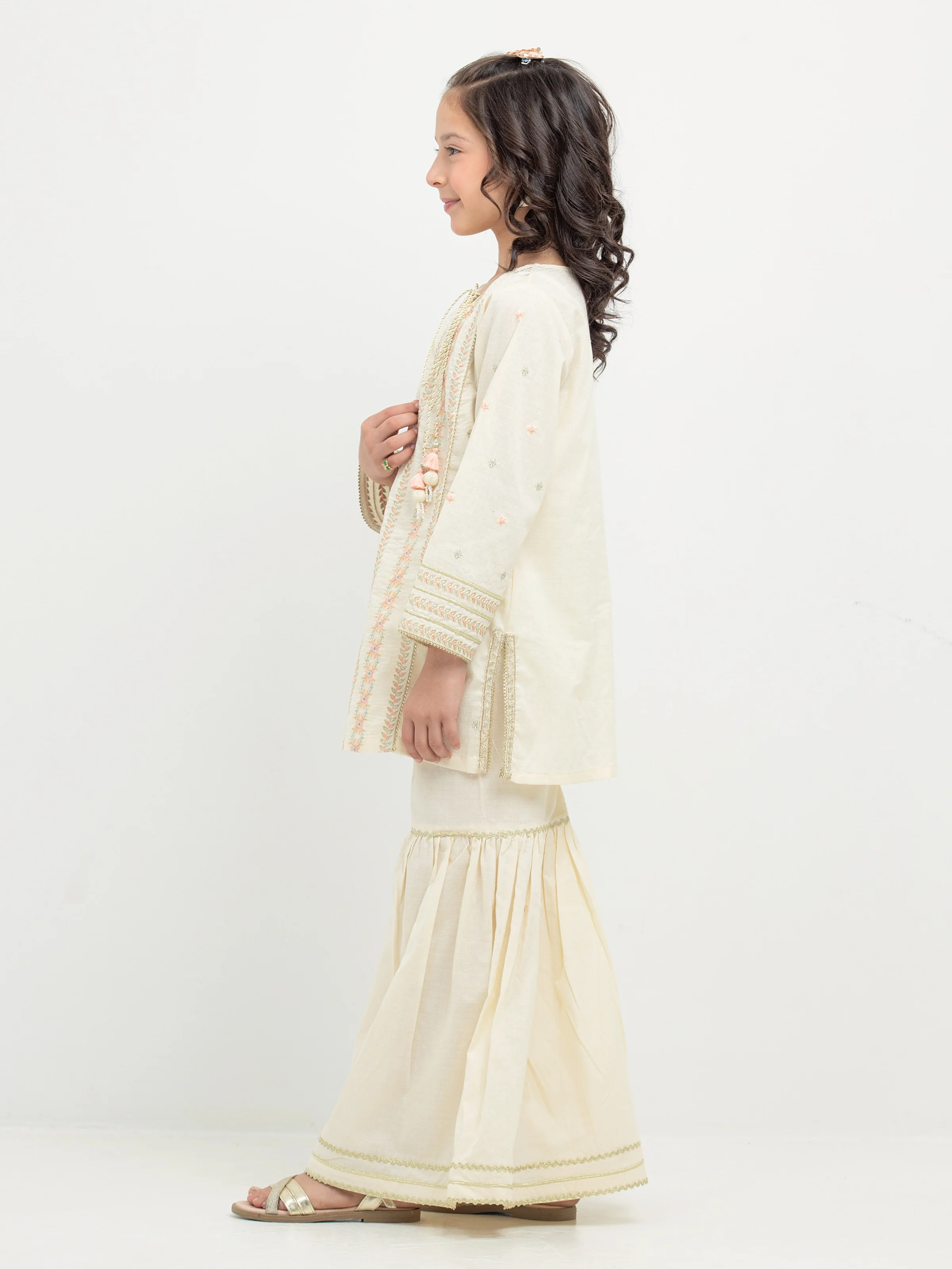 Embroidered Dobby Gharara Suit - EGTPLE24-50016ST - Image 6